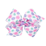 Easter Egg Print Hair Bow on Clippie, Wee Ones, Alligator Clip, Alligator Clip Hair Bow, cf-size-king, cf-size-medium, cf-type-hair-bow, cf-vendor-wee-ones, Clippie, Clippie Hair Bow, Easter,