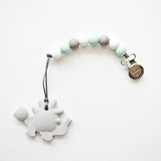LouLou Lollipop Grey Dinosaur Teether w/Holder Set, LouLou Lollipop, Dinosaur, dinosaur teether, Dinosaur Teething Toy, Lou Lou Lollipop, LouLou lollipop, LouLou Lollipop teether, Teether, Te