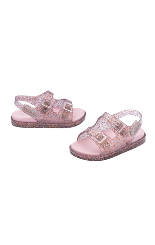 Mini Melissa Wide Sandal BB Pink Glitter Basically Bows Bowties