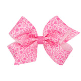 Breast Cancer Pink Print Hair Bow on Clippie, Wee Ones, Alligator Clip, Alligator Clip Hair Bow, Breast Cancer Awareness, Breast Cancer Pink Print Hair Bow on Clippie, cf-size-king, cf-size-m