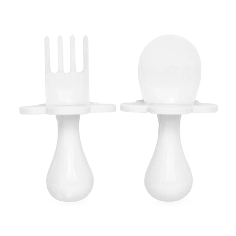 Marshmallow White Grabease Spoon & Fork Set, Grabease, Accessories, Baby Spoon and Fork Set, CM22, Cyber Monday, Dinnerware, EB Baby, Faire, Grabease, Home, Kids, Kids & Babies, Kitchen, Mars