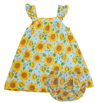 Angel Dear Sunflowers Muslin Sundress, Angel Dear, Angel Dear, Angel Dear Dress, Angel Dear Spring 2021, Angel Dear Sundress, Angel Dear Sundress w/Diaper Cover, Angel Dear Sunflowers, Angel 
