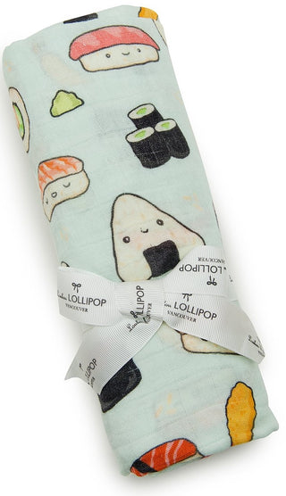 LouLou Lollipop Sushi Muslin Swaddling Blanket, LouLou Lollipop, Baby Shower Gift, Lou Lou Lollipop, LouLou lollipop, Loulou Lollipop Sushi, LouLou Lollipop Sushi Muslin Swaddling Blanket, Mu