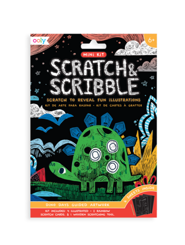 Ooly Mini Scratch & Scribble Art Kit - Dinosaur Day, Ooly, Art Supplies, Arts & Crafts, Dino, Dinosaur, Dinosaur Day Mini Scratch & Scribble Art Kit, EB Boys, Monster, Monsters, Ooly, Ooly Di