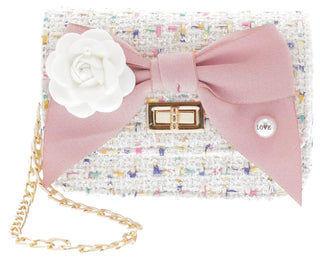 Doe A Dear White Boucle Bow Front Cross Body Handbag, Doe a Dear, Accessory, Doe a Dear, Doe a Dear Handbag, Doe A Dear Purse, Doe A Dear White Boucle Bow Front Cross Body Handbag, Handbag, L