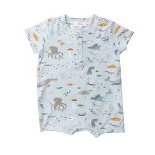 Angel Dear Deep Blue Explorer Bamboo Henley Romper, Angel Dear, Angel Dear, Angel Dear Deep Blue Explorer, Angel Dear Henley Romper, Angel Dear Romper, Angel Dear SS22, CM22, Deep Blue Explor