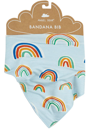 Angel Dear Blue Rainbows Bandana Bib, Angel Dear, angel Dear, Angel Dear Bandana Bib, Angel Dear Bib, Angel Dear Blue Multi Rainbows, Angel Dear Blue Multi Rainbows Bandana Bib, Angel Dear Fa