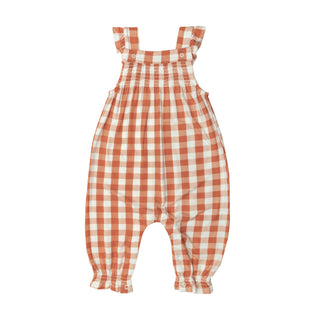 Angel Dear Harvest Pumpkin Smocked Front Romper, Angel Dear, Angel Dear, Angel Dear Fall 2022, Angel Dear Smocked Front Romper, Angel Dear Smocked L/S Romper, CM22, Gingham, Harvest Pumpkin, 