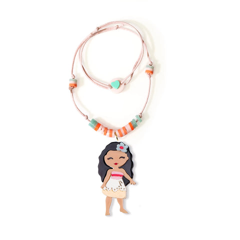 Lilies & Roses Cute Doll Necklace - Princess with Hawaiian Flower, Lilies & Roses, Cute Doll Necklace, Easter Basket Ideas, EB Girls, Lilies & Roses, Lilies & Roses Cute Doll Necklace, Lilies