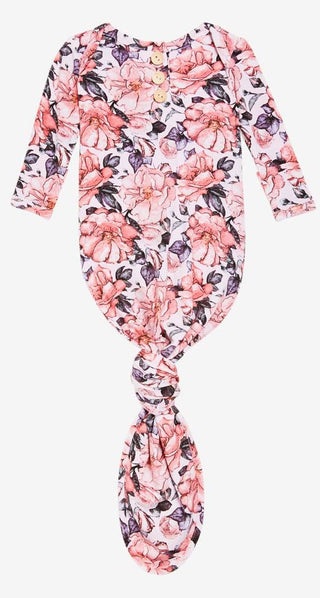 Posh Peanut Vivi French Floral Button Knotted Gown, Posh Peanut, Baby, Cyber Monday, Els PW 8258, End of Year, End of Year Sale, Infant, Knotted Gown, Layette Gown, Posh PEanut, Posh Peanut K