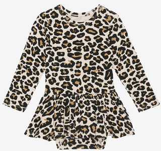 Posh Peanut Tan Lana Leopard L/S Twirl Skirt Bodysuit, Posh Peanut, Baby, Infant, Posh Custom Sale, Posh PEanut, Posh Peanut L/S Twirl Skirt Bodysuit, Posh Peanut Lana Leopard, Posh Peanut Ta