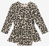 Posh Peanut Tan Lana Leopard L/S Twirl Skirt Bodysuit, Posh Peanut, Baby, Infant, Posh Custom Sale, Posh PEanut, Posh Peanut L/S Twirl Skirt Bodysuit, Posh Peanut Lana Leopard, Posh Peanut Ta
