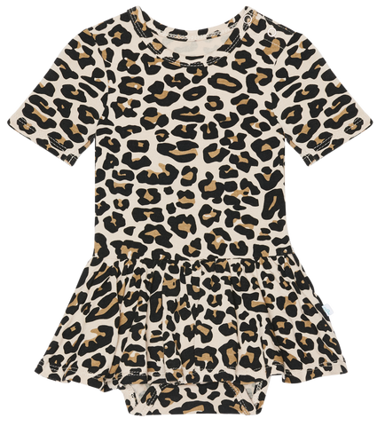 Posh Peanut Lana Leopard Tan S/S Twirl Skirt Bodysuit, Posh Peanut, Baby, cf-size-0-3-months, cf-size-18-24-months, cf-type-twirl-skirt-bodysuit, cf-vendor-posh-peanut, Infant, Posh Custom Sa