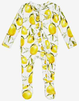 Posh Peanut Lemon Ruffle Zippered Footie, Posh Peanut, Black Friday, Cyber Monday, Els PW 8258, End of Year, End of Year Sale, Footie with Zipper, Lemon, Lemons, Posh Peanut, Posh Peanut Foot