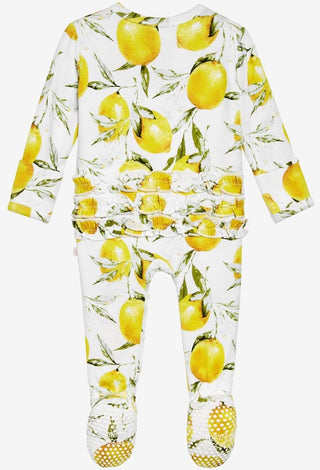 Posh Peanut Lemon Ruffle Zippered Footie, Posh Peanut, Black Friday, Cyber Monday, Els PW 8258, End of Year, End of Year Sale, Footie with Zipper, Lemon, Lemons, Posh Peanut, Posh Peanut Foot