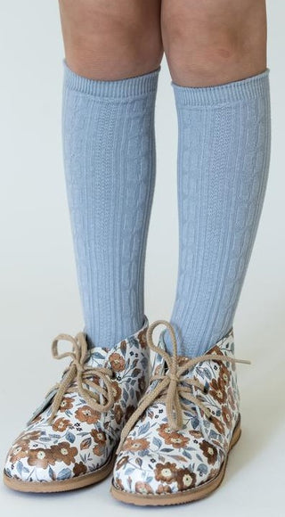 Little Stocking Co Knee High Socks - Powder Blue, Little Stocking Co, Cable Knit Knee High, Cable Knit Knee High Socks, cf-size-0-6-months, cf-size-4-6y, cf-size-6-18-months, cf-type-knee-hig