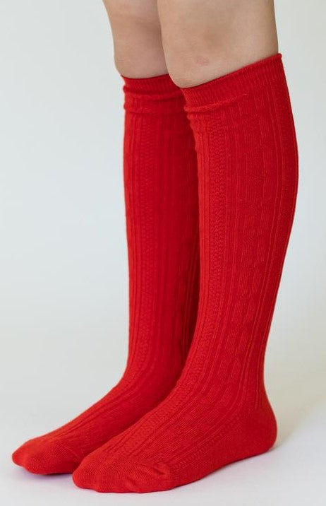 Kids red shop knee high socks