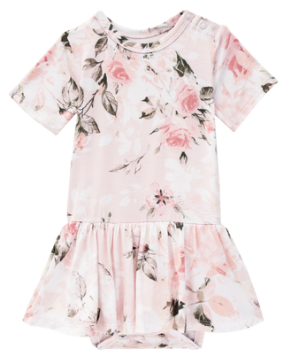 Posh Peanut Vintage Pink Rose S/S Twirl Skirt Bodysuit, Posh Peanut, Baby, cf-size-12-18-months, cf-size-18-24-months, cf-size-6-12-months, cf-type-twirl-skirt-bodysuit, cf-vendor-posh-peanut