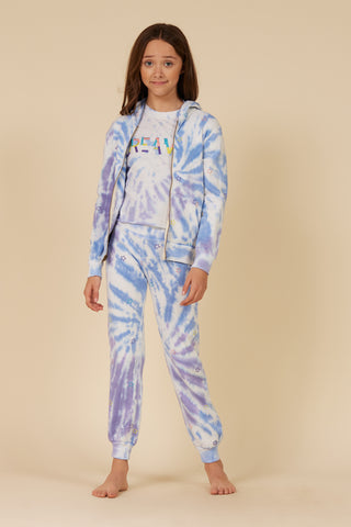 Vintage Havana Star Embroidered Summer Blue Tie Dye Zip Up Hoodie, Vintage Havana, cf-size-large-14, cf-size-xlarge-16, cf-type-hoodie, cf-vendor-vintage-havana, CM22, Girls Vintage Havana, T