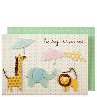 Meri Meri Animals & Umbrellas Baby Shower Card, Meri Meri, Baby Shower, Baby Shower Card, cf-type-greeting-&-note-cards, cf-vendor-meri-meri, Gift for Baby Shower, Greeting Card, Meri Meri, M
