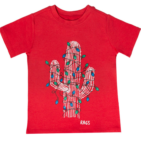 RAGS S/S Rounded Kids Tee - Christmas Cactus, RAGS, All Things Holiday, Christmas, CM22, Holiday, Jolly Holiday Sale, MovingSummer2022, RAGS, Rags Christmas, RAGS Christmas Cactus, RAGS S/S R