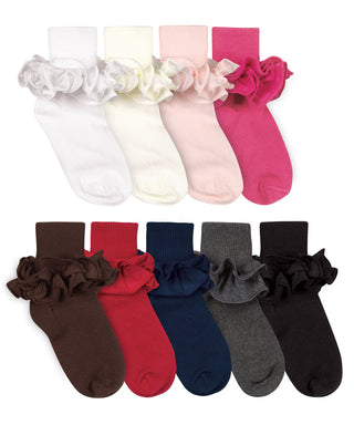 Jefferies Misty Ruffle Turn Cuff Sock, Jefferies Socks, Back to School, Black Socks, cf-size-infant-shoe-size-1-4, cf-size-medium-shoe-size-12-6, cf-size-newborn-shoe-size-0-1, cf-size-small-