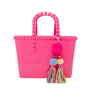 Zomi Gems Large Jelly Tote Bag w/Tassel - Hot Pink, Zomi Gems, Handbag, Hot Pink, Jelly Tote Bag, Purse, Tiny Treats, Zomi Gems, Zomi Gems Handbag, Zomi Gems Jelly Tote Bag w/Tassel, Zomi Gem