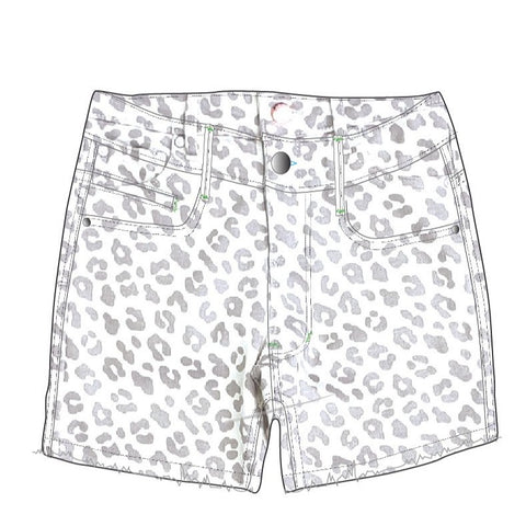 Tractr Girls Leopard Print Mid-Rise Brittany Fray Hem Shorts, Tractr, Animal Print, Animal Print Short, cf-size-14, cf-type-shorts, cf-vendor-tractr, CM22, Denim Shorts, Neon Pink Shorts, Sho