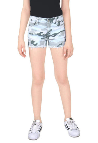 Tractr Girls Brittany Camo Fray Hem Shorts (7-14), Tractr, Camo Denim, Camo Short, Denim Shorts, Shorts, Tractr, Tractr (7-14), Tractr Girls, Tractr Girls Brittany Camo Fray Hem Shorts, Tract