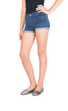 Tractr Girls 5 Pocket Mini Roll Hem Denim Shorts - Indigo (7-14), Tractr, cf-size-10, cf-type-shorts, cf-vendor-tractr, CM22, Denim Shorts, Shorts, Tractor Stars shorts, Tractr, Tractr (7-14)