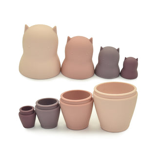 Pink Kitty Cat Nesting Dolls, Little Teether, Kitty, Kitty Cat Nesting Dolls Silicone - Teether - Bath - Stacker, Little Teether, Little Teether Cat, Little Teether Kitty Cat Nesting Dolls Si