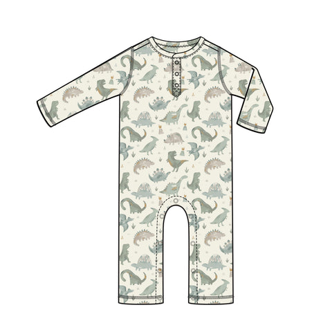 Angel Dear Crayon Dinos Thermal L/S Romper, Angel Dear, angel Dear, Angel Dear Crayon Dinos, Angel Dear Fall 2021, Angel Dear Romper, CM22, JAN23, Romper - Basically Bows & Bowties