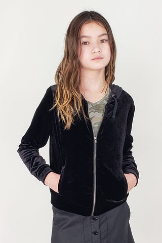 Tractr Girls Velvet Zip Up Jacket (7-14), Basically Bows & Bowties, cf-size-large-10-12, cf-size-medium-8-10, cf-type-jacket, cf-vendor-basically-bows-&-bowties, Jacket - Basically Bows & Bow