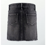 Tractr Lisa Grey Basic Mini Skirt (7-14), Tractr, cf-size-10, cf-type-skirt, cf-vendor-tractr, CM22, Denim, Denim Skirt, Grey Denim Skirt, Grey Mini Skirt, Jean Skirt, Skirt, Tractr, Tractr (