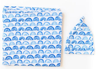 Little Sleepies Blue Rainbows Bamboo Swaddle & Hat Set, Little Sleepies, CM22, Little Sleepies, Little Sleepies Bamboo, Little Sleepies Blue Rainbows, Little Sleepies Blue Rainbows Bamboo Swa