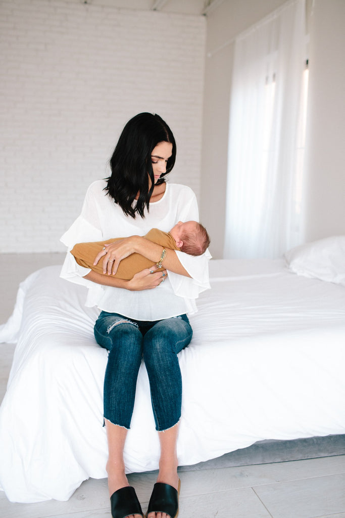 Copper Pearl Camel Knit Swaddle Blanket Basically Bows & Bowties