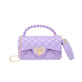 Zomi Gems Jelly Quilted Heart Lock Bag w/Coin Purse - Purple, Zomi Gems, Handbag, Jelly Quilted Heart Lock Bag w/Coin Purse, Purple, Purse, Tiny Treats, Zomi Gems, Zomi Gems Handbag, Zomi Gem