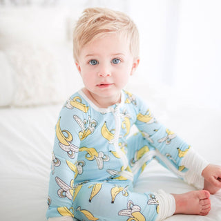 Little Sleepies Blue Banana Convertible Romper/Sleeper, Little Sleepies, Bamboo Pajamas, CM22, Coverall, Footie, Little Sleepies, Little Sleepies Bamboo, Little Sleepies Banana, Little Sleepi