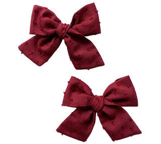 Baby Bling Big Cotton Bow Clip Set - Clipped Dot Burgundy, Baby Bling, Baby Baby Bling Headbands, Baby Bling, Baby Bling Big Cotton Bow Clip Set, Baby Bling Big Cotton Bow Clip Set - Clipped 