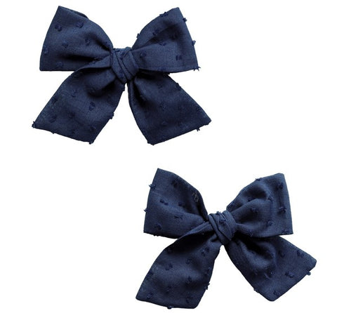 Baby Bling Big Cotton Bow Clip Set - Clipped Dot Navy, Baby Bling, Baby Baby Bling Headbands, Baby Bling, Baby Bling Big Cotton Bow Clip Set, Baby Bling Big Cotton Bow Clip Set - Clipped Dot 