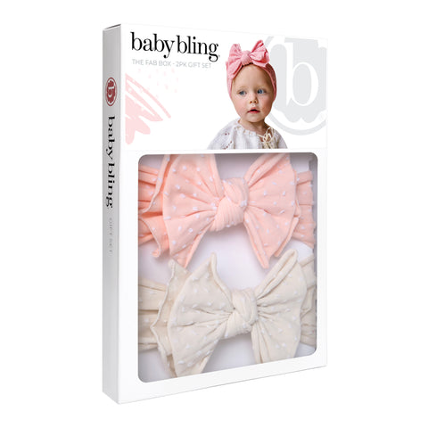 Baby Bling SHAB 2PK Box Set - Tropical Peach Dot + Oatmeal Dot, Baby Bling, Baby Baby Bling Headbands, Baby Bling, Baby Bling 2PK Box SHAB Set, Baby Bling Headband, Baby Bling Headbands, Baby