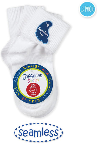 Jefferies Seamless Turn Cuff 3 Pack, Jefferies Socks, 3 PAck of Socks, Back to School, cf-size-medium-shoe-size-12-6, cf-size-small-shoe-size-9-1, cf-size-toddler-shoe-size-3-7, cf-size-xsmal