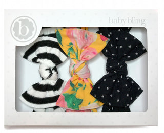 Baby Bling A Gift For You Headband Set-Black Stripe/Floral/Shabby Black Dot, Baby Bling, Baby Baby Bling Headbands, Baby Bling, Baby Bling Black and White Stripe, Baby Bling Black Shabby Dot,