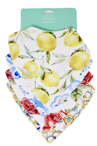 Posh Peanut Italia 4 Pack Bandana Bib Set, Posh Peanut, Baby Girl Bibs, Bandana Bib Set, Bandana Bibs, Bib Set, Bibs, Cyber Monday, Els PW 5060, Floral Bibs, Posh Peanut, Posh Peanut Bib, Pos