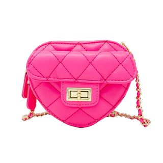 Zomi Gems Quilted Heart Crossbody Bag - Hot Pink, Zomi Gems, Girl gifts, Heart Handbag, Hearts, Hot Pink, Quilted Heart Handbag, Tiny Treats, Valentine, Valentine's Day, Valentines, Zomi Gems