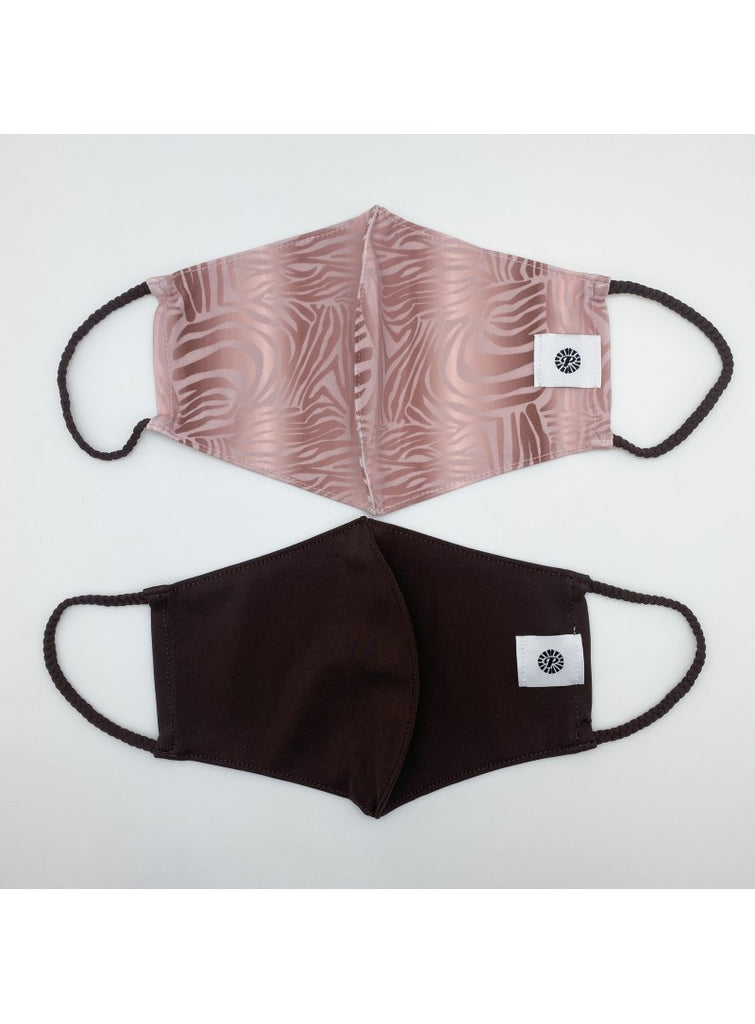 Pom Masks by Pomchies Pink Zebra Stripes / Boulder Brown Basically