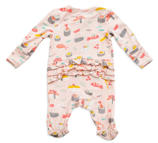 Angel Dear Pink Sushi Bamboo Ruffle Back Zipper Footie, Angel Dear, angel Dear, Angel dear Footie, Angel Dear Pink Sushi, Angel Dear Pink Sushi Bamboo Ruffle Back Zipper Footie, Angel dear Su