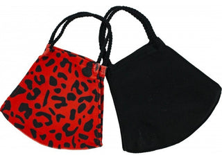 Pom Masks by Pomchies - Red Leopard / Solid Black, Pomchies, Els PW 11399, Face Mask, Face Mask by Pomchies, Face Mask for Adults, Face Mask Pomchie, Mask, Pocmhies Face Mask, Pom Masks by Po