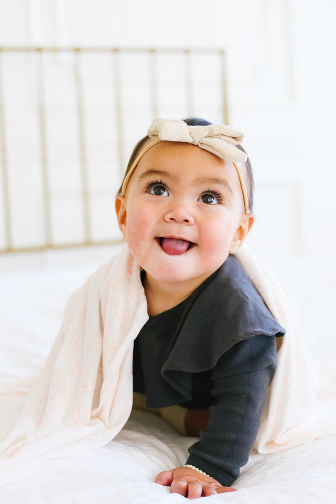 Copper Pearl Lola Knit Swaddle Blanket Basically Bows & Bowties