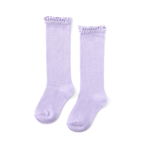 Little Stocking Co Lace Top Knee High Socks - Lavender, Little Stocking Co, cf-size-0-6-months, cf-size-1-5-3y, cf-type-knee-high-socks, cf-vendor-little-stocking-co, Little Stocking Co, Litt